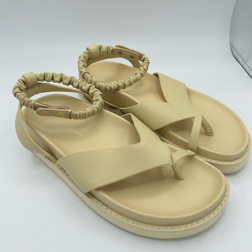 JONATHAN SIMKHAI Sz 37 Sandals Talie Toe Platform Leather Thong Shoes Luxury